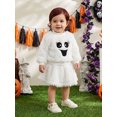 thumbnail image 5 of RUINIXCW Kids Girl Halloween Outfit Smiling Eyelashes Embroidery Long Sleeves Plush Sweatshirt and Mini Skirt 2 Pcs Set, 5 of 7
