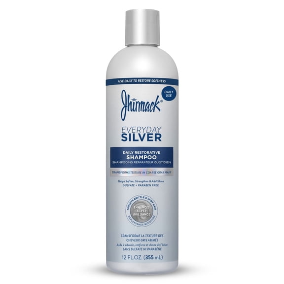 Jhirmack Everyday Silver Daily Restorative Shampoo for All Shades of Silver and Gray Hair, 12 fl oz