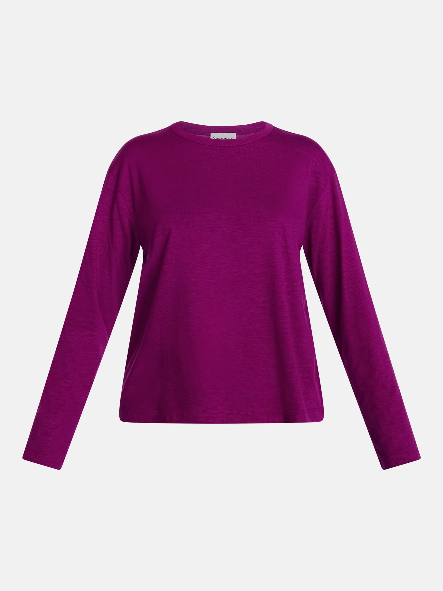 Scenario Women's and Women's Plus Relaxed Slub Tee with Long Sleeves, Sizes XS-4X