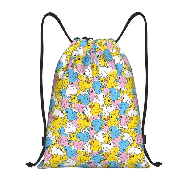 Fotbe Colorful Duck Bolsa Mochila con Cordón Estampada, Bolsa de Gimnasio Deportiva, Bolsa Cinch, Bolsa con Cordón para Hombres y Mujeres-Medium