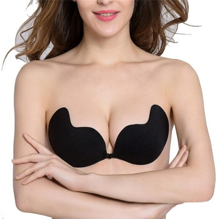 

QWZNDZGR Bra Self Adhesive Backless Bralette Seamless Bra Black/Nude Invisible A/B/C Fly Bra Silicone Strapless Push Up