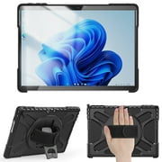 XYX Case for 13 inch Microsoft Surface Pro 11/Surface Pro 10/Surface Pro 9, 360 Rotating Heavy Duty Shockproof Cover with Kickstand and Hand Strap (Black)