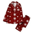 thumbnail image 2 of Mifsaly Womens Christmas Pajamas Sets Xmas Santa Print 2 Piece Pjs V-Neck Long Sleeve Sleepwear Button Down Loose Pullover Nightwear Breathable Cozy Wide Leg Pants 2025 Festival Lounge Homewear, 2 of 7