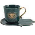 thumbnail image 4 of Juego de tazas de café de pavo con platillo, taza bonita de cerámica, taza de café pequeña, taza para beber de cerámica, 1 Juego, 4 of 7