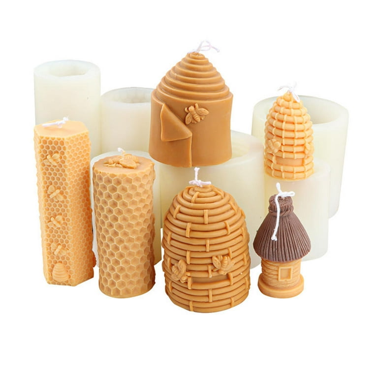 3D Simulation Honeycomb Candle Molds Silicone, DIY Pillar Candle Molds for  Candle Making Aroma Soy Wax Handmade Soap Polymer Clay Plaster Epoxy Resin,  Silicone Moulds for Festival Gifts Home Decor 