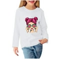 thumbnail image 2 of ZOYOEN Girls Long Sleeve T Shirts- Casual Fashion Crewneck Kids Graphic Tops White Size 5-6T, 2 of 5