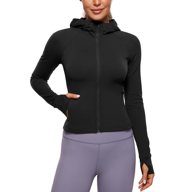 Campera CRZ YOGA Butterluxe Slim Fit con Capucha Negra XL