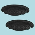 thumbnail image 2 of Black Floral Cabinet Drawer Cup Bin Pull Wrought Iron 3 3/4" W x 1 3/8" H Antique Kitchen Dresser Handles Rust Resistant Powder Coat Finish w/Hardware | Renovators Supply Pack of 2, 2 of 2