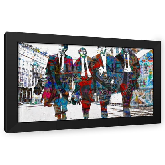 Stephen Chambers 24x15 Black Modern Wood Framed Wall Art Titled - Beatles Imagine Peace
