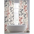 thumbnail image 5 of Grey Red Botanical Sheer Curtains 108 Inch Length 2 Panels Set Window Treatments, Rustic Country Spring Floral Summer Leaf Rod Pocket Semi Curtains for Living Room/Bedroom/Kitchen, 104"W x 108"L, 5 of 7