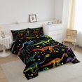 thumbnail image 3 of Erosebridal Dinosaur Skeleton Bedding Queen Comforter Set, Neon Colorful Down Comforter, Cartoon Dots Decor, Reversible, 3 of 8