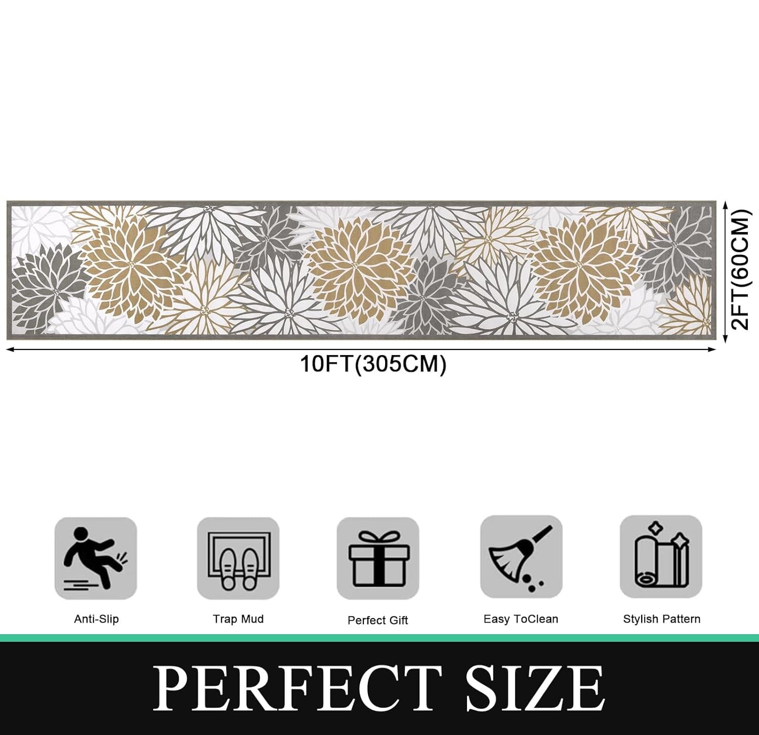 Runner Rugs for Hallway, Yamaziot 2'x10' Laundry Room Rug, Washable Non Slip Kitchen Mat, Bathroom Floor Carpet, Beige