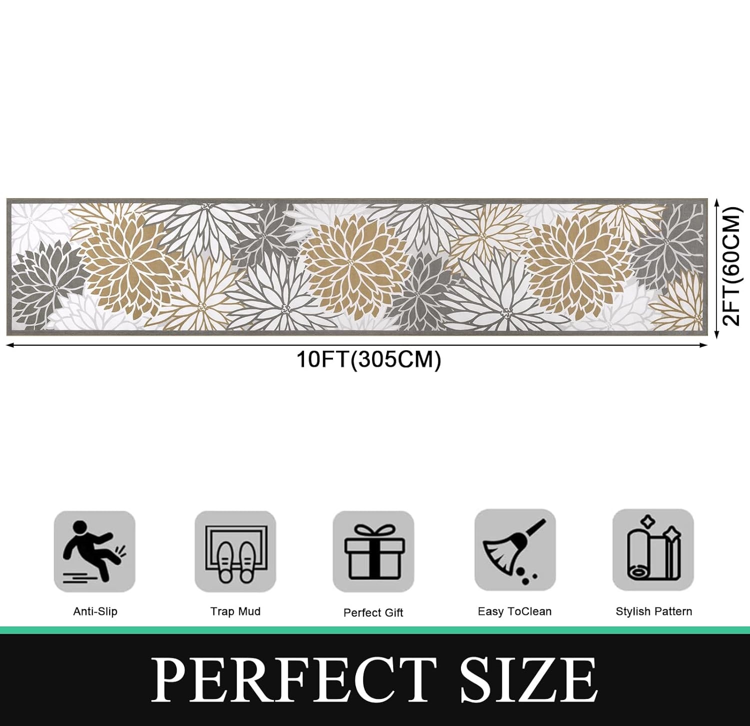 RUNNER RUGS FOR HALLWAY, YAMAZIOT 2’X10′ LAUNDRY ROOM RUG, WASHABLE NON SLIP KITCHEN MAT, BATHROOM FLOOR CARPET, BEIGE