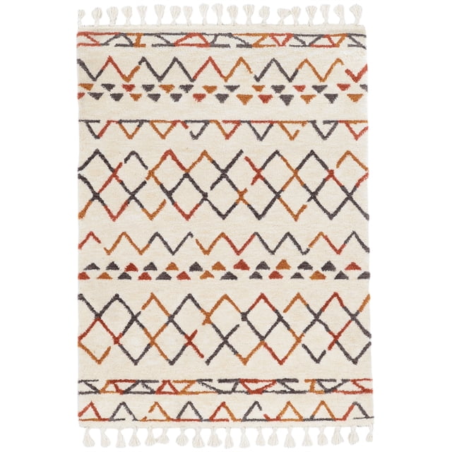 Linon Ibiza Tapis en Microfibre Polyester Tufté à la Main 5'x7' Ivoire