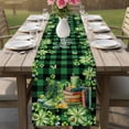 thumbnail image 4 of St. Patrick's Day Table Runner - 48 Inch Long Shamrocks Green Boots Bools Farm Plaid Cotton and Linen Blended Dress Scarves Farmhouse Table Runner for Kitchen Dining, Coffee Table, 13" x 48", 4 of 8