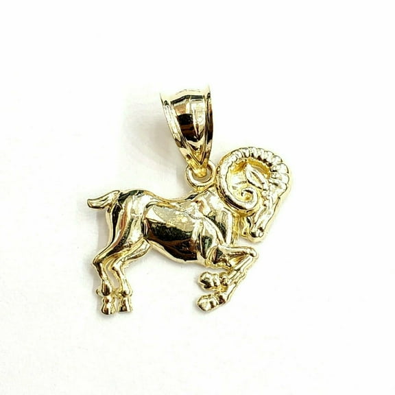 10k yellow solid Gold Ram Aries Zodiac Sign Charm Pendant fine gift jewelry 1.2g