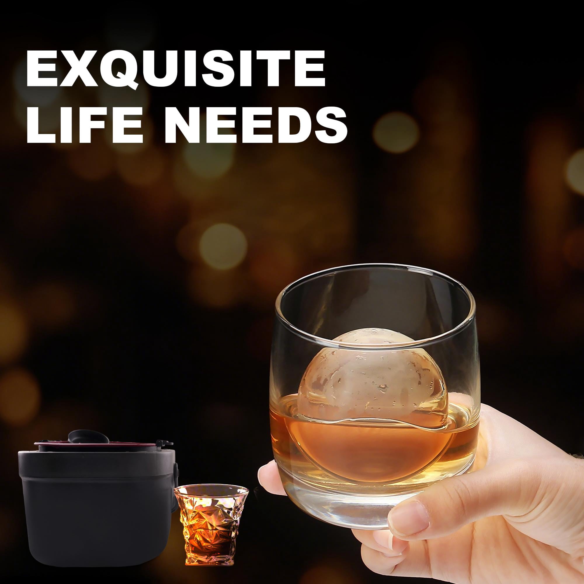 Suidhome Whiskey Ice Cube Tray, Ice Ball Maker Mold, 2.4 Inch Large Round Ice Molds, Best Gifts for Dad Husband, White