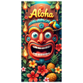 thumbnail image 3 of Decorative Design Aloha Tiki Mask Banner Tropical Flowers Wooden Background for Hawaiian Party Luau Celebration Summer Event, 3 of 8