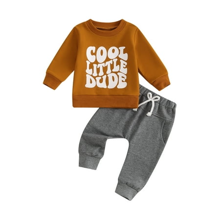

Baby Boy 2 Piece Outfits Letter Print Sweatshirt and Elastic Pants