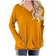 thumbnail image 1 of KIHOUT Spring Winter Womens Tops Solid Color Workout Sweatshirts Casual Basic Long Sleeve Loose Shirt Classic Crew V-Neck Tops with Pocket, 1 of 5