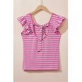 thumbnail image 5 of Ahlaray Butterfly Sleeve V-Neck T-Shirt: Striped Chic, Flattering Fit!, 5 of 8