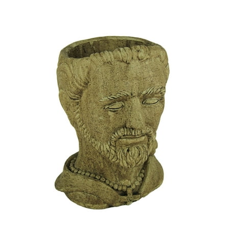 Designer Stone Driftwood Grey St. Francis Head Concrete Planter Outdoor Planting Pot