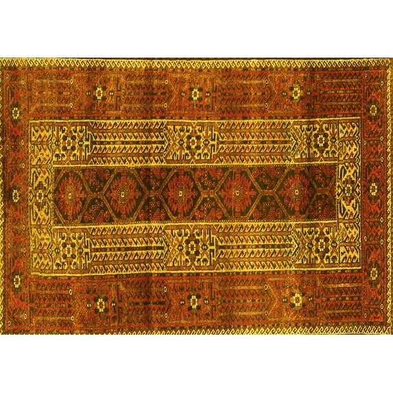Ahgly Company Indoor Rectangle Persian Yellow Traditional Area Rugs, 6' x 9'