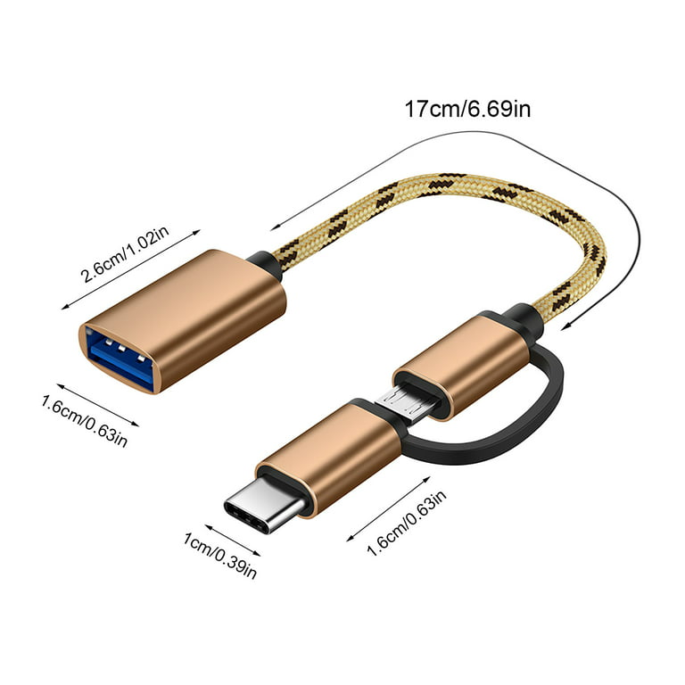 LBECLEY Waptrick C Adapter Usb 1 To Micro & in Adapter Otg 2 Usb Type for  Usb 3.0 Type-C Cable C Adapter Computer Accessories Gaming Accessories for  Pc Setup Gold One Size 