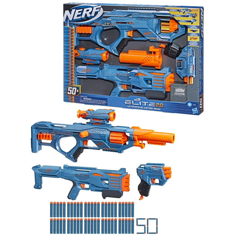 Nerf Elite 2.0 Blaster Pack with 3 Dart Blasters, Detachable Scope