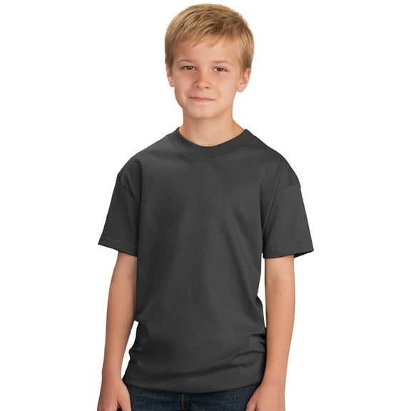 Port & Company Youth 5.4-oz Cotton T-Shirt. Charcoal. XL.