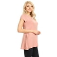 thumbnail image 3 of Women's Solid Casual Short Sleeve Loose Fit pockets Knit Tunic Top S-3XL, 3 of 4