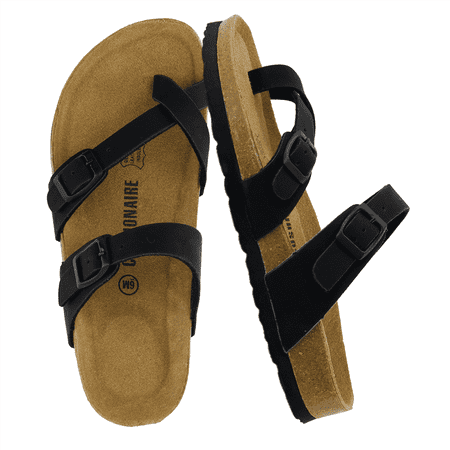 Cushionaire Luna Cork Footbed Sandals for Women – Comfortable Slip-On Women s Shoes with Genuine Suede Footbed & Arch Support | Slides for Women