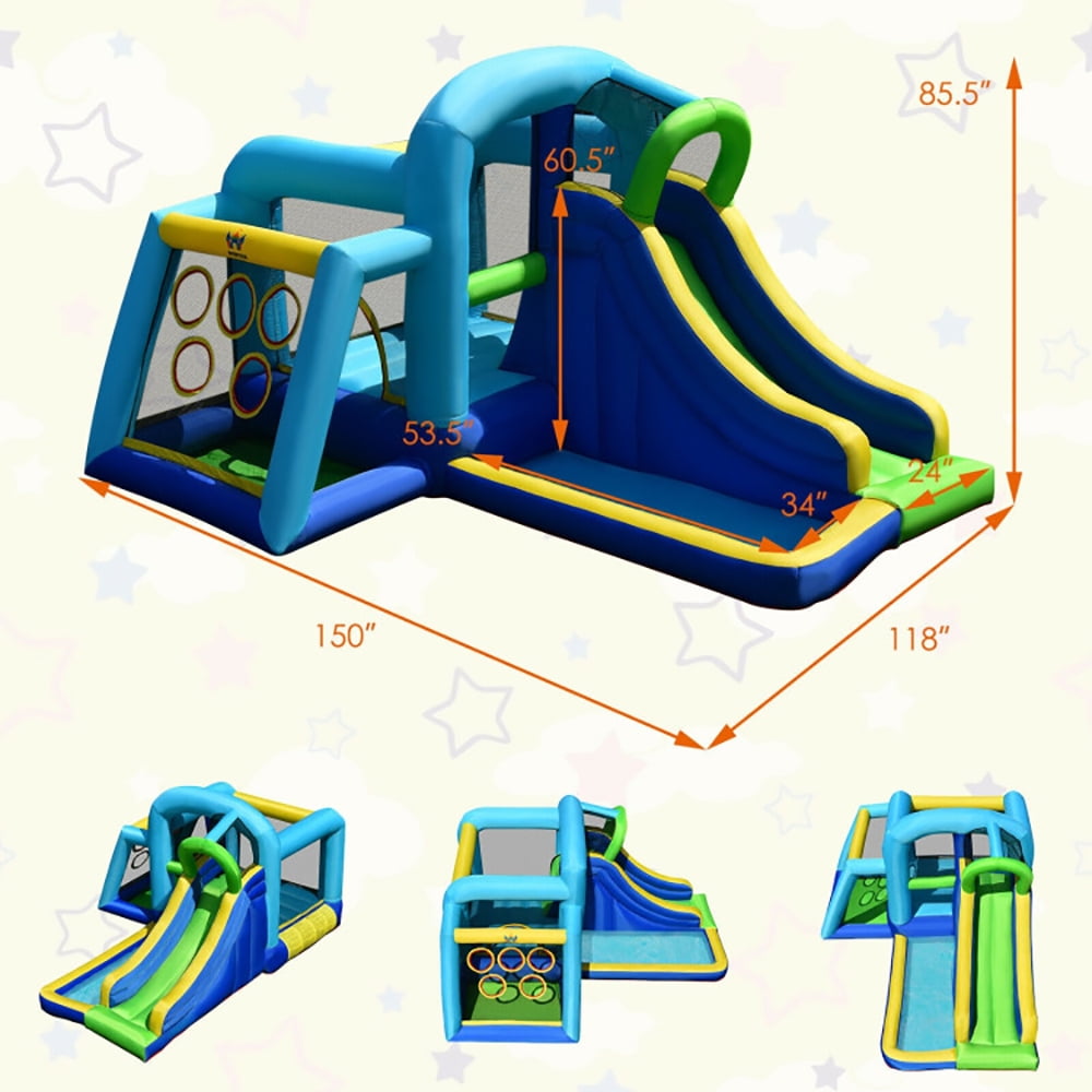 Aimee Lii 5-in-1 Kids Inflatable Climbing Bounce House without Blower, Playhouse for Kids Outdoor