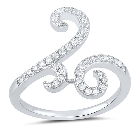 SilverCloseOut Sterling Silver Cz Wave Ring