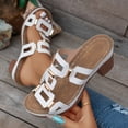 thumbnail image 3 of Slides Sandals for Women Trendy Cutout Open Toe Heels Comfortable Orthopedic Shoes Casual Platform Slip on Summer Dress Shoes White Size 7, 3 of 8