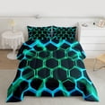 thumbnail image 2 of Castle Fairy Neon Lights Honeycomb Twin Comforter Sets,Gradient Hexagon Bedding Set, 2 of 8