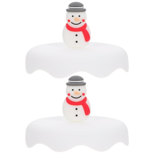 2 unids Navidad Muñeco de nieve Cubiertas Cubiertas de Navidad Patrón Tapa Suministros de Navidad (Blanco)