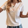 thumbnail image 2 of Chemises à Manches Courtes Femmes Haut à Manches Courtes T-Shirts Couleurs Unies Femmes Randonnée Chemise à Manches Longues T-Shirts Décontractés Unis pour Femmes Femmes Col en V Entraînement Col Roulé Dames Femmes Chemises Manches Courtes, 2 of 4