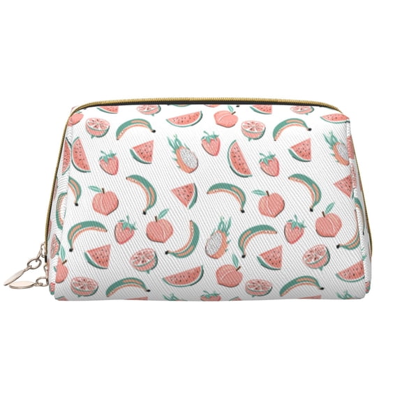 Xecao Fruit Print Fashion Makeup PVC Bag Large Capacity Travel Cosmetic Bag for Women Organizer Toiletry Clutch