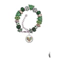 thumbnail image 2 of Silvertone Domed Puzzle Piece Heart Green Christmas Bead Bracelet, 2 of 4