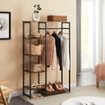thumbnail image 3 of Javlergo Free-Standing Clothes Rack Storage Shelves Clothes Hanging Rack Wardrobe Closet Organizer, Brown, 3 of 7