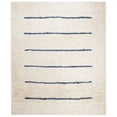 thumbnail image 2 of SAFAVIEH Kenya Siomha Striped Plush Wool Area Rug, Ivory/Navy, 6' x 9', 2 of 10