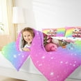 thumbnail image 4 of Feelyou Kawaii Bownot Rabbit Bedding Comforter Set for Kid, Glitter Stars Rainbow Twin Comforter Sets, Groovy Flower Floral Reversible Bedding Set, Super Cozy Room Decor, 2pcs, 4 of 8