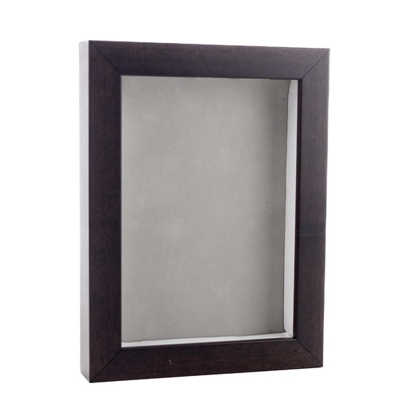12x16 Walnut Shadowbox Frame - Interior Size 12x16 with 3/4" Usable Depth - Light Grey Acid-Free Suede Backing