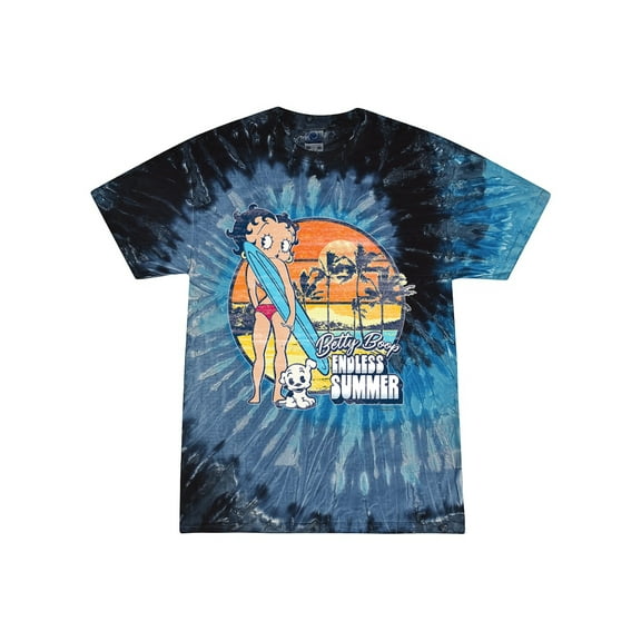 Wild Bobby Betty Boop Endless Summer Beach Pudgy the Dog Betty Boop Tie-Dye T-Shirt, Evening Sky, Small