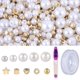 thumbnail image 1 of Kit para hacer pulseras de 990 piezas, cuentas doradas de 4 mm, 6 mm y 10 mm, cuentas de plástico blancas, redondas, cuadradas, con forma de corazón y estrella., 1 of 5