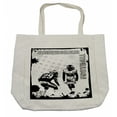 thumbnail image 1 of Sports Shopping Bag, Grungy American Football Image International Team World Cup Kick Play Speed Victory, Eco-Friendly Reusable Bag for Groceries Beach and More, 15.5" X 14.5", Cream, by Ambesonne, 1 of 2