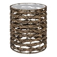thumbnail image 3 of JONATHAN Y Malaya 16" Bohemian Coastal Handwoven Water Hyacinth Open Weave Round End Table with Glass Top, Brown, TBL2508B, 3 of 6