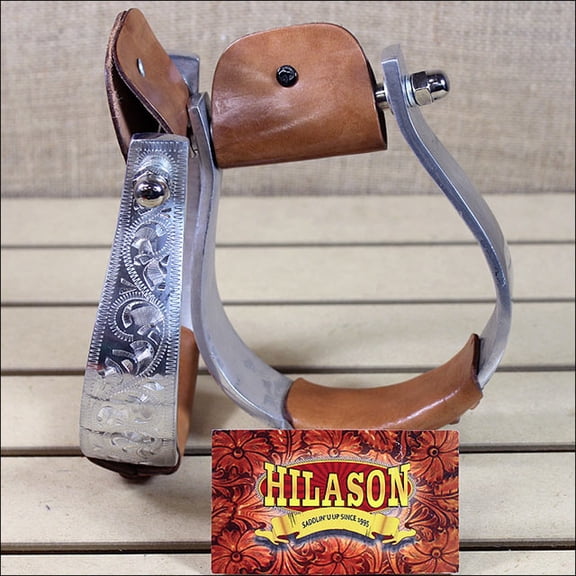 Hilason Western Light Weight Engraved Aluminum Oxbow Horse Saddle Stirrups