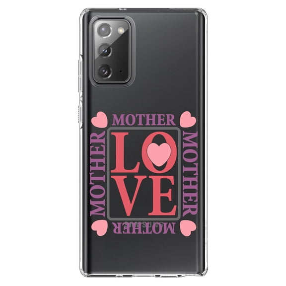DistinctInk Clear Shockproof Hybrid Case for Galaxy Note 20 ULTRA (6.9" Screen) - TPU Bumper Acrylic Back Tempered Glass Screen Protector - Love Mother Hearts Pink Purple